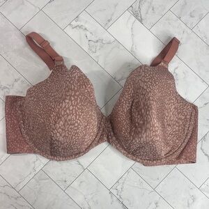 NWOT Cacique Lane Bryant Full Coverage Bra Mauve Animal Print UNDERWIRE 44DD